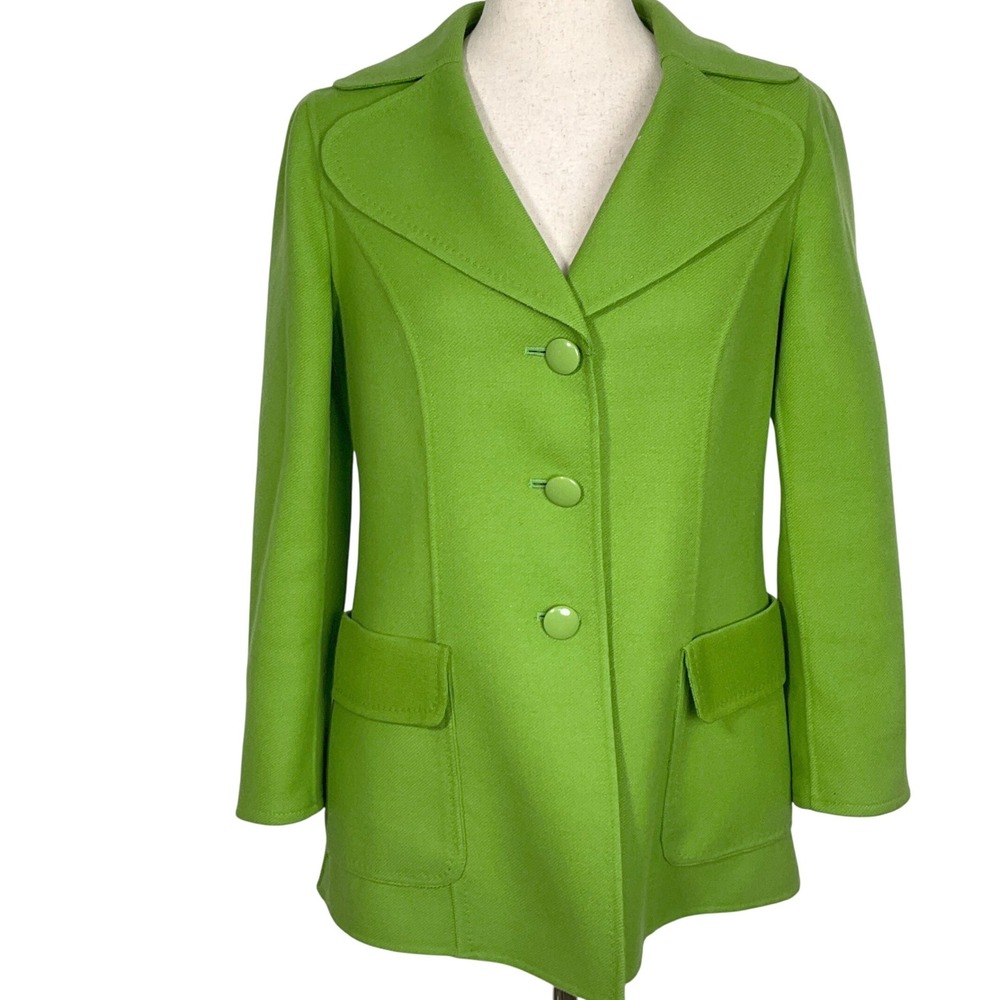 Talbots Coat Women 4P Spring Green Casual Elegance Retro Classic Wool Jacket